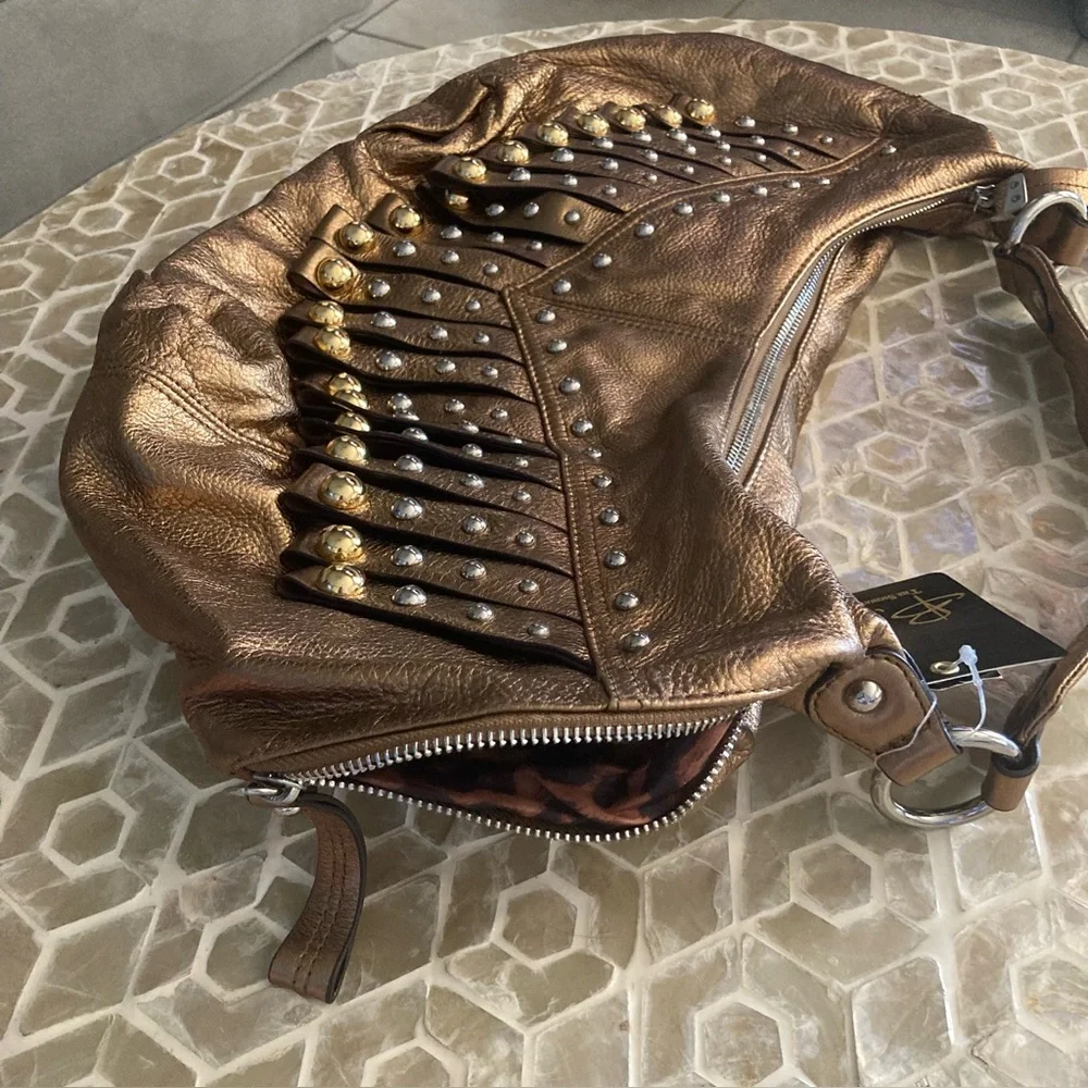 NEW!  B. Makowsky large metallic satchel